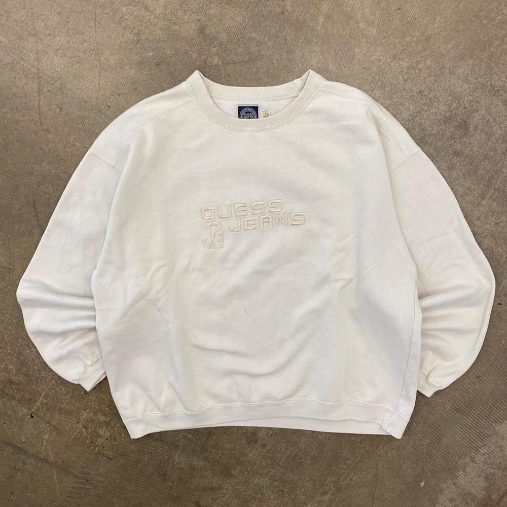 Vintage 90s Guess Jeans Embroidery Crewneck Sweatshirt Size Large